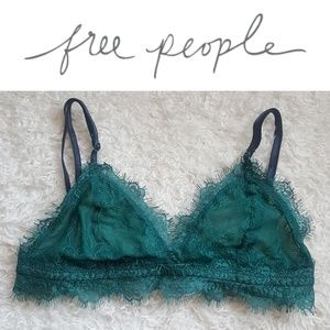 NWOT Free People Bedroom Eyes Green Lace Bralette